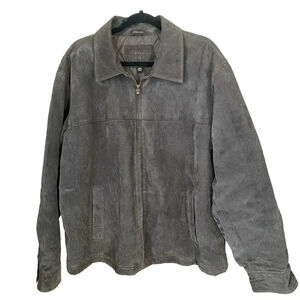 VTG Knightsbridge Brown GenuineLeather Shirt Jacket Men L FullZip Pocket Outdoor